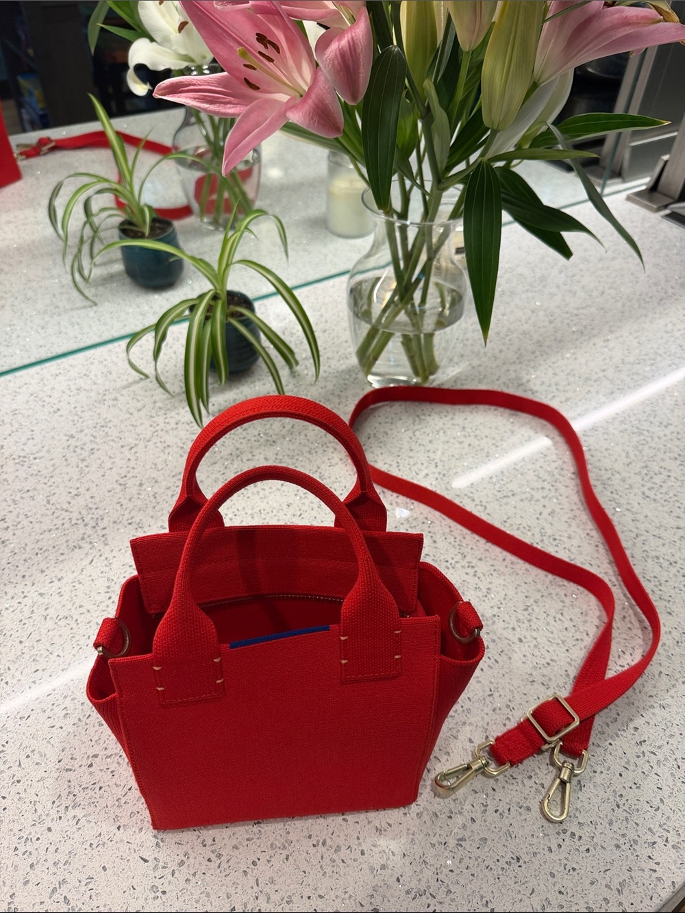 Structured Red Mini Tote Crossbody Bag - Women's Mini Handbag